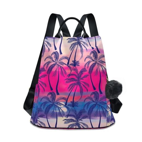 Sac à dos femme idéal voyage et ville imprimé palmiers roses