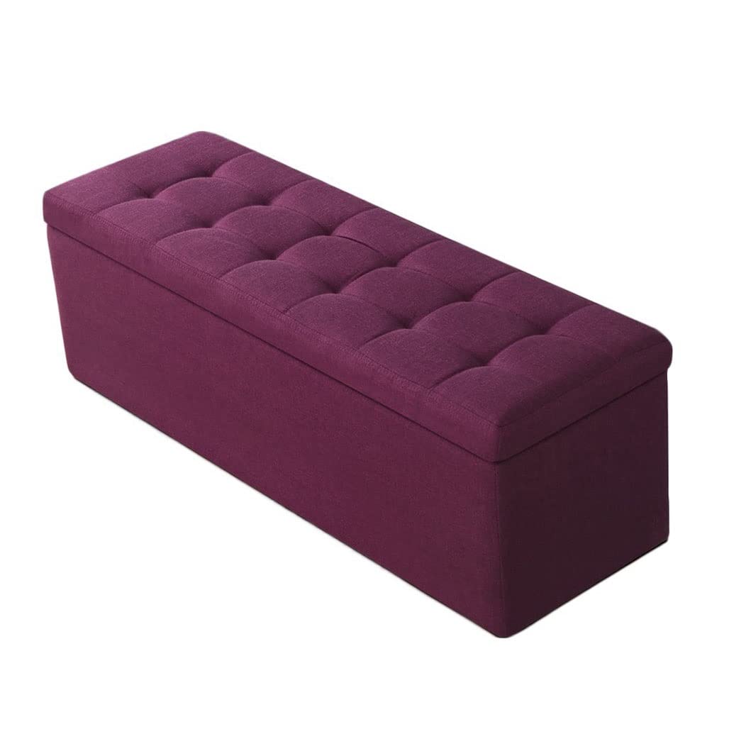 40 X 40 X 40 cm Caja de Almacenamiento Plegable, Banco Plegable Acolchado de Lino Fino, Asiento de Pecho, con Tapa, Puf de 40 L de Capacidad, Taburete, Cajas de Muebles para el hogar para gu