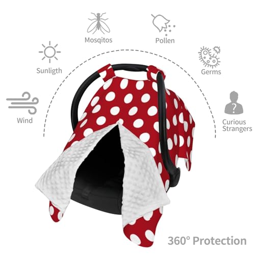 Couverture douce pois rouges allaitement housse cosy bébé - 5