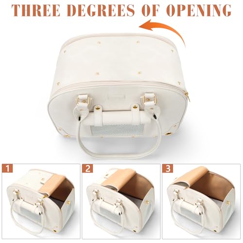Image of Dog Carrier Purse, Pet Carrier, Foldable Waterproof Premium Leather Pet Travel Portable Bag for Cat and Small Dog Home & Outdoor Small Beige