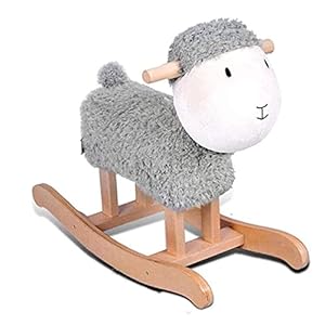 Houten pluche schommelpaard, babyrit, 1-3 jaar oud kind rit speelgoed, openlucht meisje en jongen gevuld rocking dier