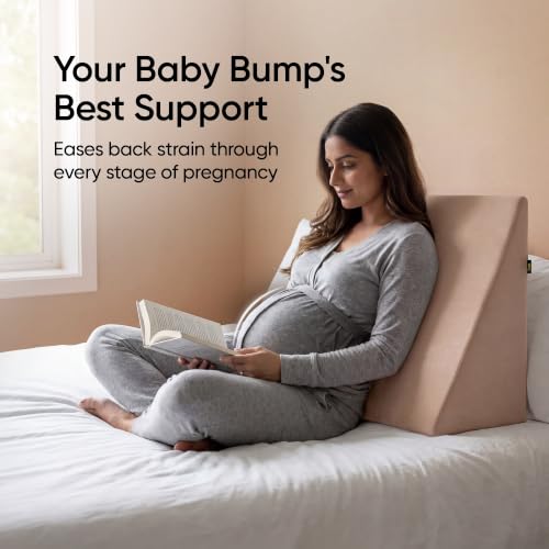 Image of Frido Wedge Plus Cushion for Sleeping & Acid Reflux Relief | Memory Foam Pillow | High Resillience Foam | Orthopedic Wedge Cushion for Leg Elevator | Pregnancy | GERD | Light Caramel- Pack of 1