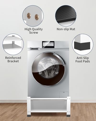 Washer Dryer Laundry Pedestals Base with Storage Shelf,Washer and Dryer Stand Universal Platform,28.3" Lx28.3" Wx14" H,660lbs Capacity, Heavy Duty Steel Multi-Functional Base for Washing Machine