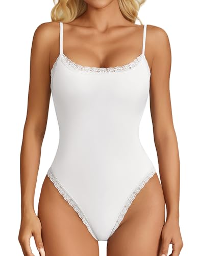 Body en dentelle à col carré pour femme Avidlove noir