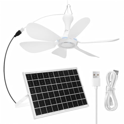 Tujoe 2 Pack Solar Powered Ceiling Fan Kit for Outdoor,