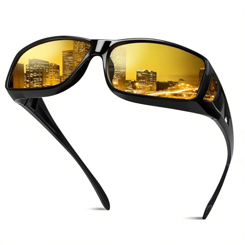 Image of Bio-th Night Driving Glasses Fit Over Glasses for Men Women,Anti Glare Night Vision Glasses for Driving,Cycling,Golf