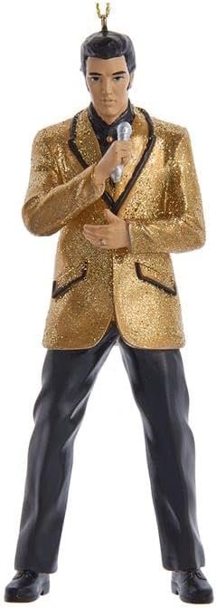 Kurt Adler Elvis Presley - Adorno de chaqueta dorada de 5.25 pulgadas