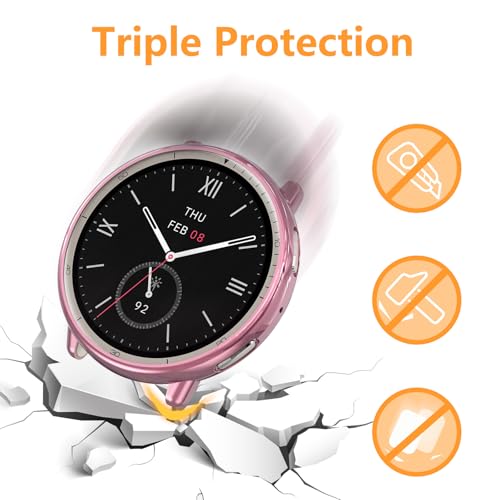 Hianjoo 5 szt. etui z hartowaną osłoną ekranu kompatybilne z Amazfit Active 2 44 mm 【Nie dla aktywnych】, pokrowiec z powłoką TPU, pełne pokrycie, osłona ekranu