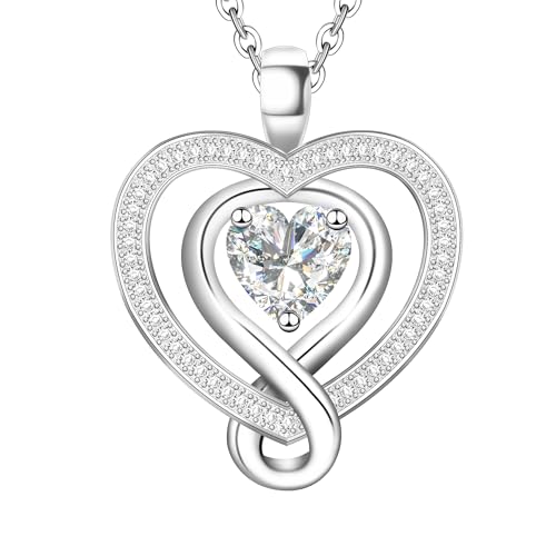 925 Sterling Silver Heart Necklace - Elegant Silver Jewelry for Women - Heart Pendant for Birthday, Anniversary - Ideal for Wife, Mom, Girlfriend
