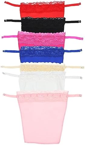SKHAOVS 7 pcs Clip-On Mock Camisole Bra Inserts,Camisole with Built in Bra,Lady Lace Clip-on Mock Camisole Bra Insert Overlay Modesty Panel Vest,lace Insert for Low Cut Dress
