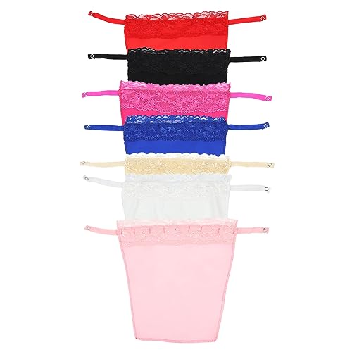 SKHAOVS 7 pcs Clip-On Mock Camisole Bra Inserts,Camisole with Built in Bra,Lady Lace Clip-on Mock Camisole Bra Insert Overlay Modesty Panel Vest,lace Insert for Low Cut Dress (7 pcs)