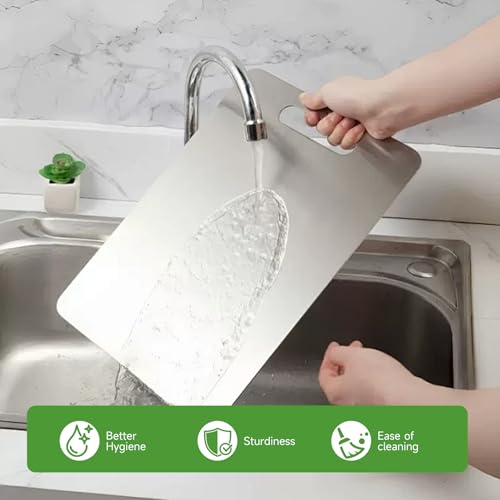 Titanium Cutting Board - 2025 New Upgrade 100% Pure Titanium Cutting Boards for Kitchen Double Sided Non Toxic Cutting Board,Hygiene Durable Dishwasher Safe Chopping Board (3PC:S+M+L) by ILRITYLK - Image 5