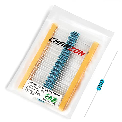Chanzon 100Pcs 1/2W (0.5W) 10K Ω Ohm Metal Film Fixed Resistor 0.01 ±1% Tolerance 10Kr Mf Through Hole Resistors Current Limiting Rohs Certificated #TOP5