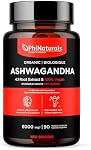 Organic Ashwagandha Supplément 4:1 Capsules d'extrait de racine 6000 Mg Équivalent racine entière par service - Witanolides de haute résistance 500mg Ashwaganda Par Capsule Cortisol Reducing Blocker pour les femmes et les hommes