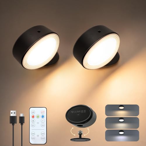 Image of Ollny Rechargeable Wall Lights 2 Pack, Wireless, Touch & Remote Control