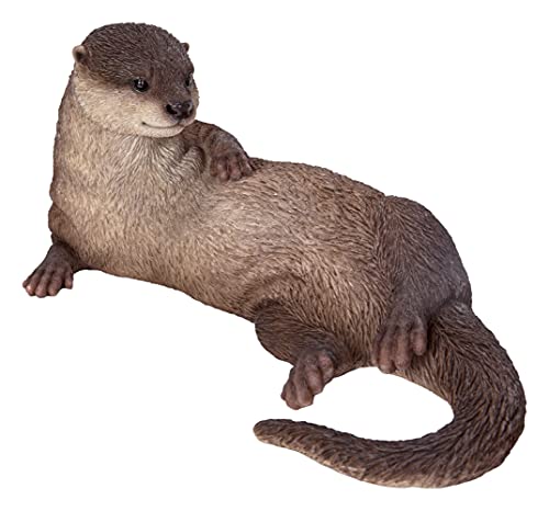 Vivid Arts Realistic Laying Otter Resin Home Garden L:awn Decoration Ornament Statue RL-OTTL-B