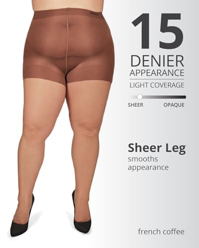 Image of MeMoi Plus Size Curvy Ultra Sheer Control Top Pantyhose
