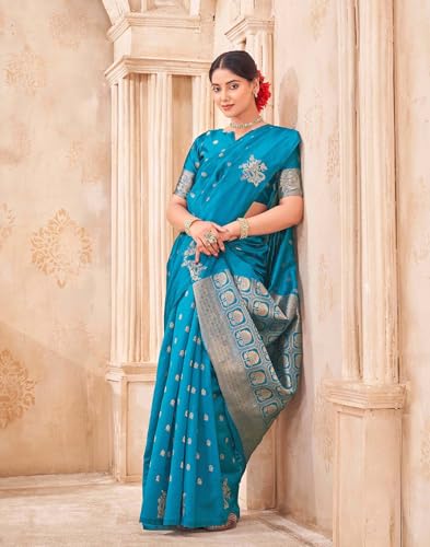 Image of SIRIL Women's Banarasi Soft Silk Saree Pure Silk with Unstitched Blouse Piece