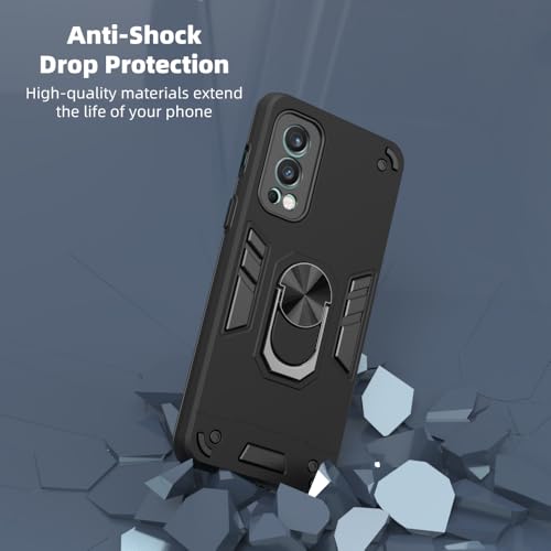 Image of Armor OnePlus Nord2 5G Defender Case | Rotating Ring Holder & Kickstand in-Built | Military Grade Armor | 360 Degree Protection Back Cover for OnePlus Nord2 5G (Black)