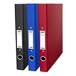 Jotie A4 Ring Binder Folder, Durable 2 Ring A4 Binder for Files & Documents, 40mm Spine, 250 Sheet Capacity, Thumb Hole & Spine Label, Office School File Storage, Assorted, Pack of 3
