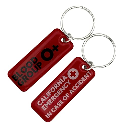 ２個セット USA カリフォルニア エマージェンシー 血液型 キーホルダー アメリカ 雑貨 : USBL-Oのサムネイル