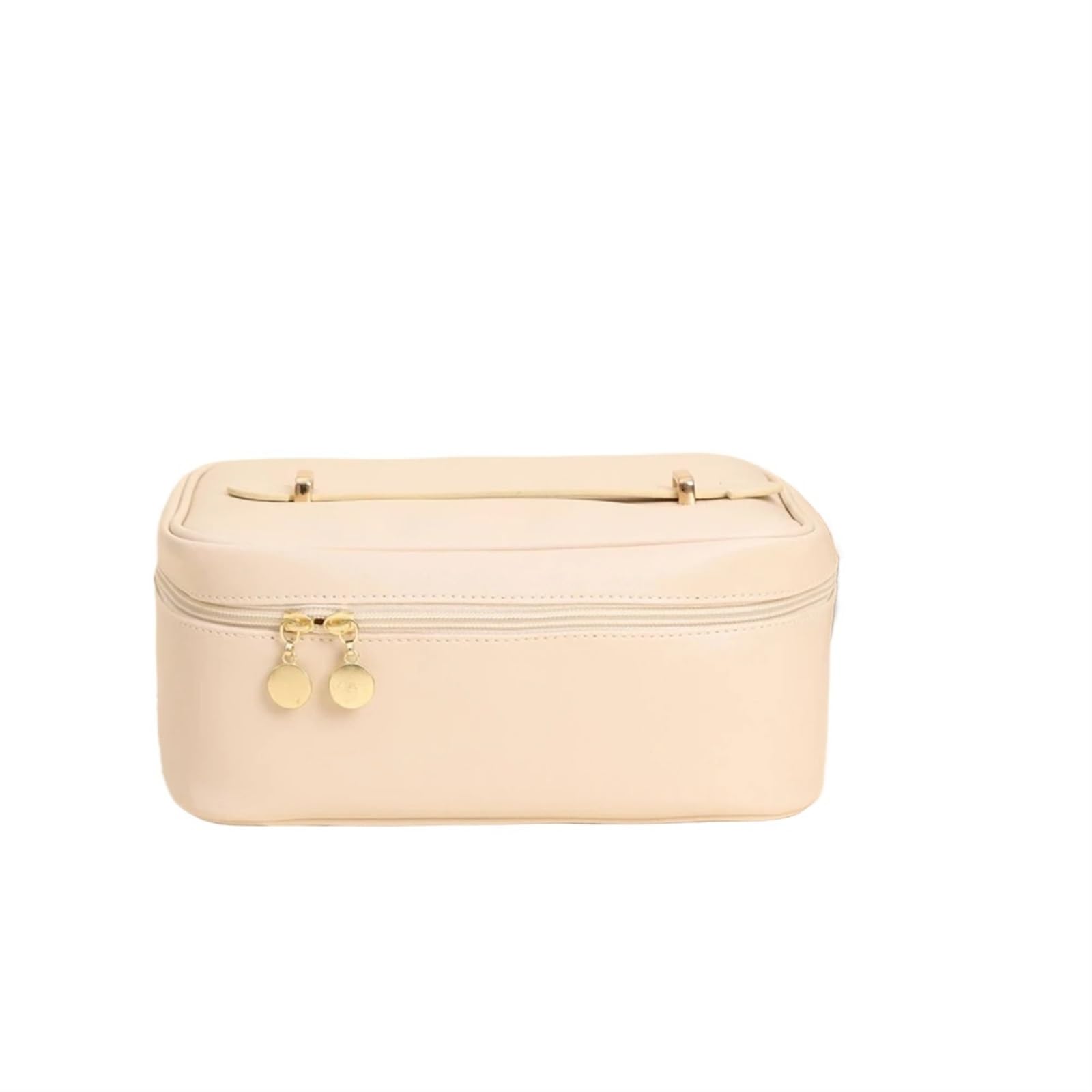 Pochette maquillage en cuir PU blanc pour femme | Sac rangement cosmétiques