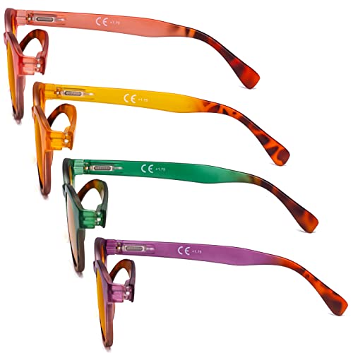 Image of Eyekepper 4 Pack Ladies Computer Glasses - Blue Light Filter Readers for Women Anti Glare Reading Glasses Orange Tinted +2.00