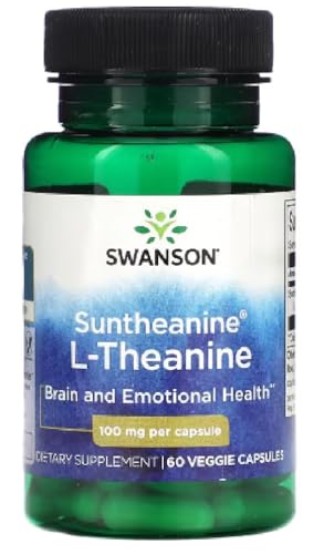 Swanson L-Theanin | Beruhigendes Nahrungsergänzungsmittel aus Suntheanine - Für Stressmanagement - Ideal für Nachtzeiten