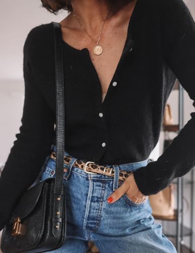 Arssm Women Button Down Cardigan Sweater Crewneck Soft Knit Long Sleeve Y2k Fall Jumper Tops3