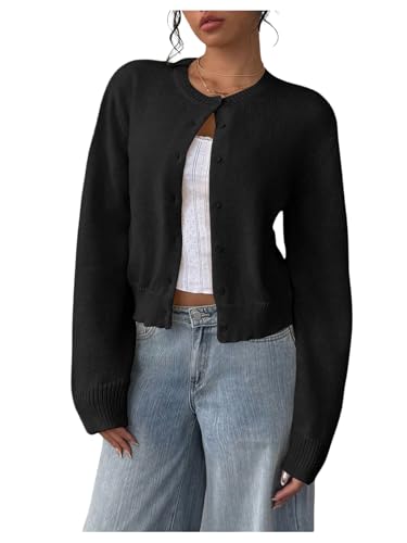 Image of SOLY HUX Women's Button Down Cropped Lightweight Cardigan Sweater Cute Fall Fashion 2026