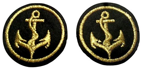 B2see Patch Ecusson Brode-rie thermocollant Ancre Marine Doré Noir kit de Deux Petites a 4 cm a Piece