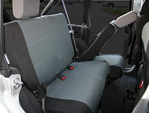 RAMPAGE PRODUCTS Custom Fit Rear Seat Cover | Black/Grey Polycanvas | 5057921 | Fits 2007 - 2018 Jeep Wrangler JK 2-Door
