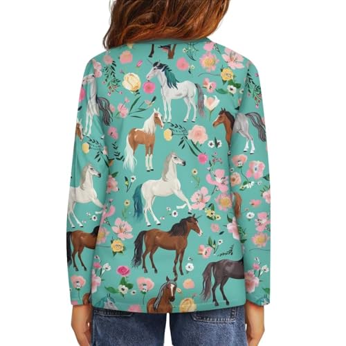 Image of Girls Long Sleeve Shirts Casual Crewneck Soft T-shirts for Girls 3-16 Years Old