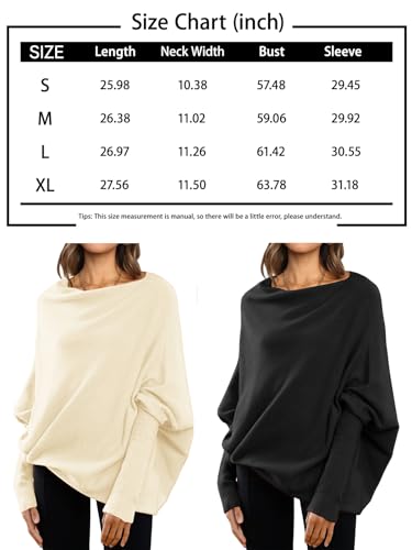 Lillusory Womens Batwing Oversized Sweaters Assymetrical Off The Shoulder Boat Neck Wrap Tunic Tops Fall Fashion Cloth Outfit Nutmeg Large thumb #5