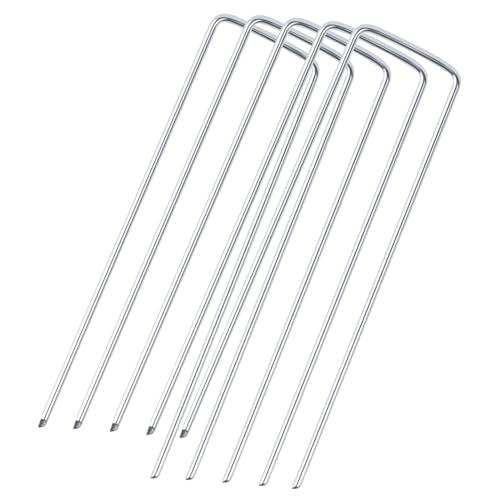 50 PzPicchetti Telo Pacciamatura, 15 cmPicchetti per Telo Pacciamatura Giardino, Picchetti Ancoraggio, Chiodi Picchetti a U, Paletti per Recinzione Tenda da Campeggio Tessuto Erba Artificiale
