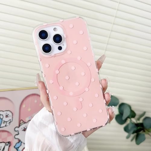 Coque antichoc iPhone 13 compatible induction et transparente à pois rose