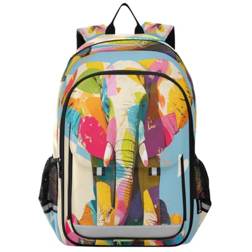 Sac à dos éléphant coloré pour enfants et adolescents cartable de voyage spacieux