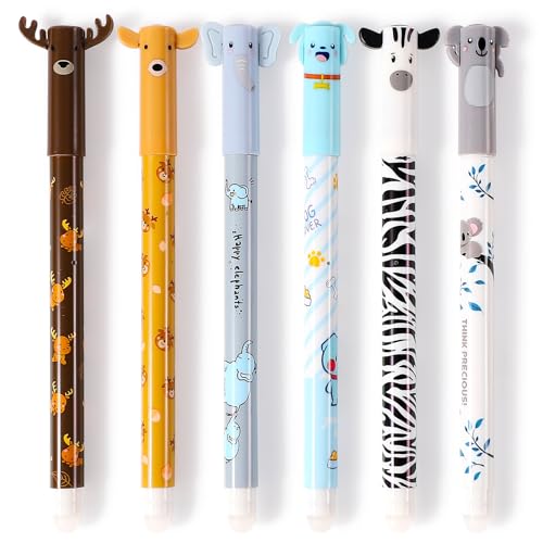Yoosso 18er Pack Kugelschreiber Radierbar, 6 Stück Radierbar Tintenroller, 10 Stück Ersatzminen Stiftspitze 0,5mm mit 2 ...