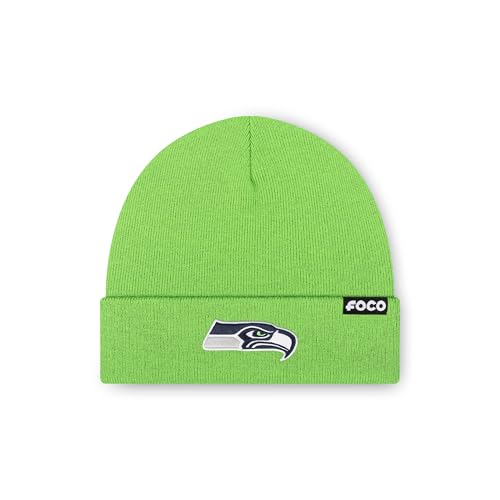 FOCO Seattle Seahawks NFL Basic Primary Logo Beanie - Lime