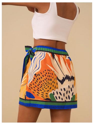 Milumia Women's Floral Knot Side Wrap Skirt High Waist Contrast Binding A Line Mini Skirts3