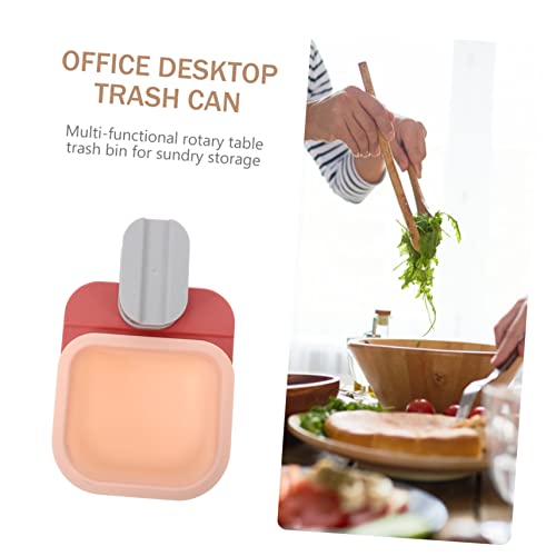 Basurero compacto giratorio para escritorio rosa miniatura 4