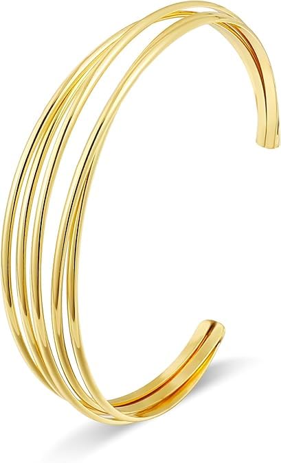 XIAGAW Pulsera Dorada Mujer, Pan de Oro, Brazalete, Acero Inoxidable, Joyas para Mujer, Regalos de Cumpleaños para Niñas y Mujeres