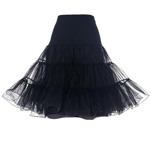 DRESSTELLS Petticoat Unterrock Damen Reifrock Karneval Dirndl Schwarz 1950er Rockabilly Kleider Pettycode Kurz Tüllrock Fasching Kostüm Black XL