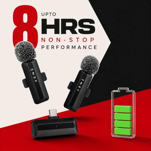 Image of Primate Wireless Lavalier Microphone for YouTube & Content Creation,Dual Channel Type-C, AI Noise Reduction, 30M Wireless Range, Ultra Low Latency, LED Display, Plug & Play Clip-On Mic for Vlogging