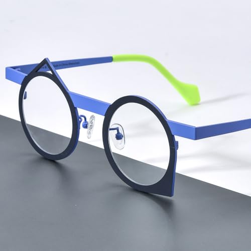Image of FONEX Colorful Pure Titanium Glasses Frame Women Retro Round Eyeglasses