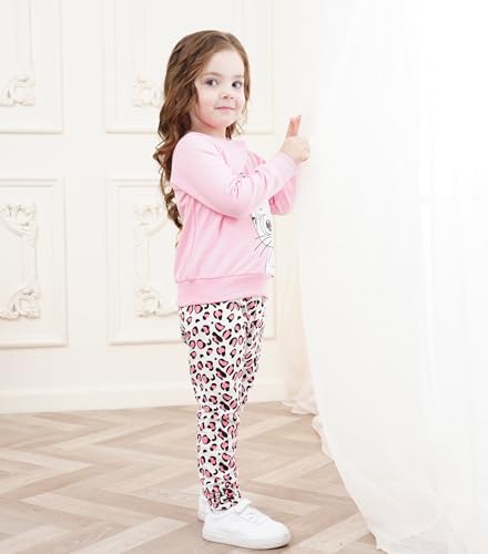 Image of Toddler Valentines Day Outfit Girl Valentines Outfit Heart Graphic Sweatshirts Tops Tutu Leggings with Skirt 3t-9t