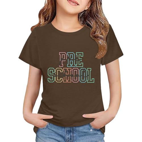 Toddler Back to School Shirt Kids Boys Girls First Day of Preschool Tshirt Youth Cute Graphic Tee (a-Brown, 8-9 Years)