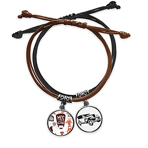Bracelet Ours Brun matreshkas Russie chaîne corde cuir minibus pour homme femme