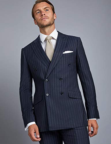 Blazer homme croisé haut de gamme à rayures avec revers en pointe - 2