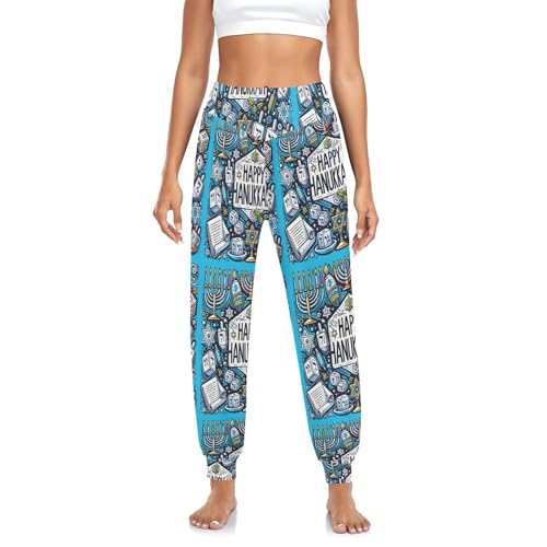 Women's Harem Pant Happy-Hanukkah-Blue-Menorah Yoga Boho Trousers Summer Beach Pant Jogger Pant Sweatpant